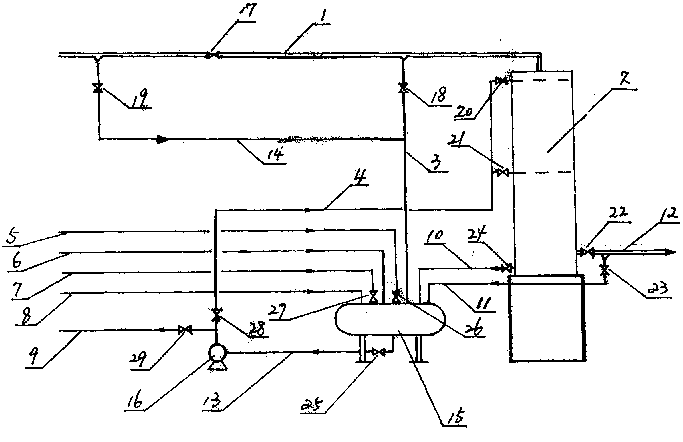 Coking indirect final cooling tower circulation washing process