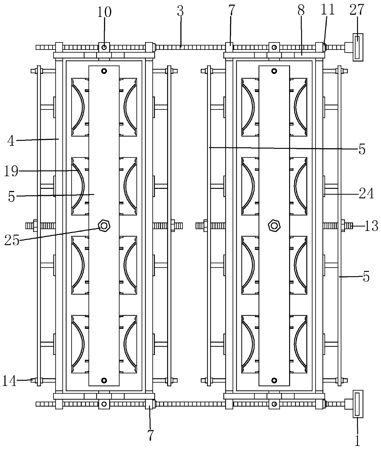 Stacking frame used for touch screens and assembling method thereof