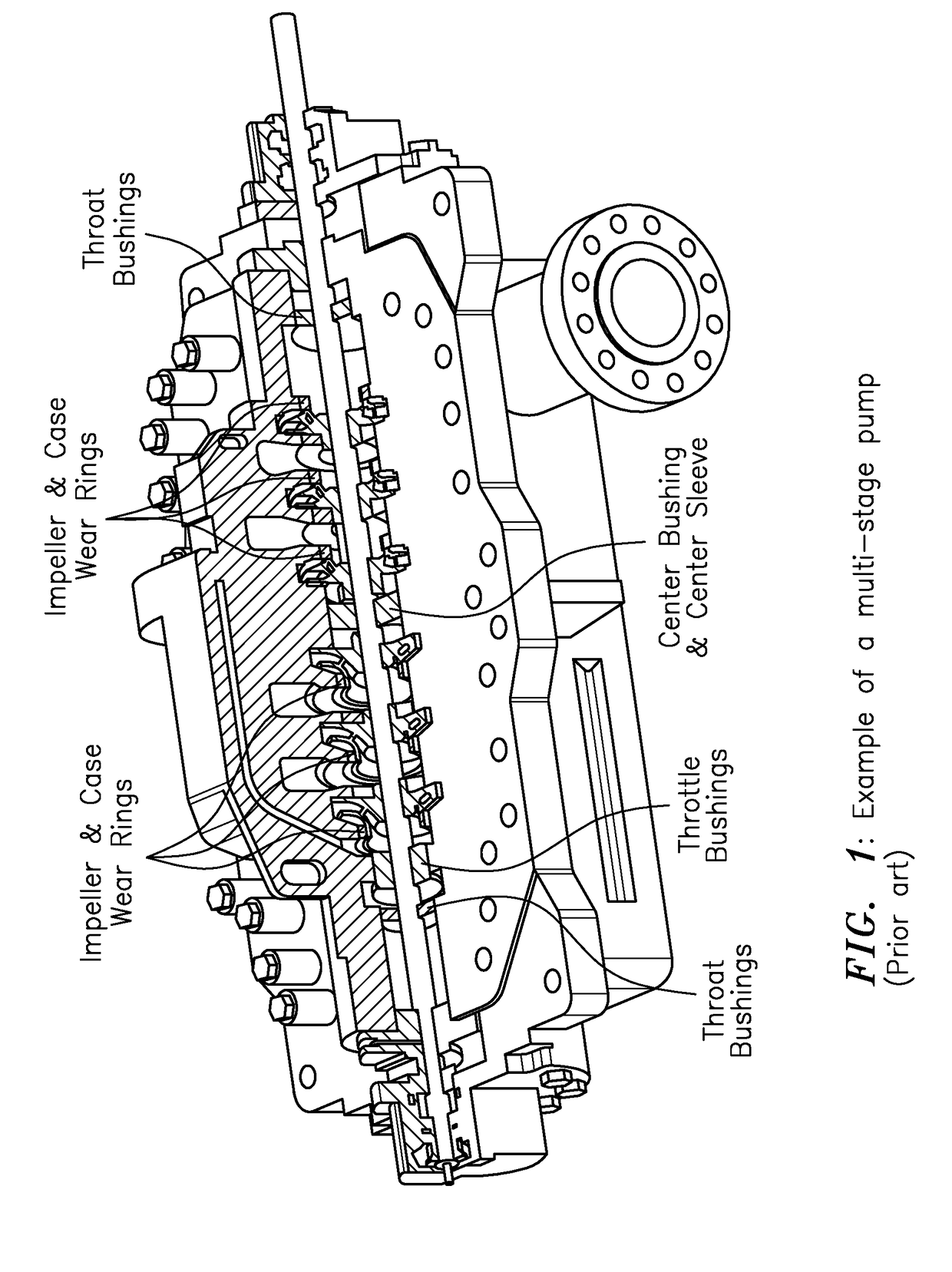 Center bushing to balance axial forces in multi-stage pumps