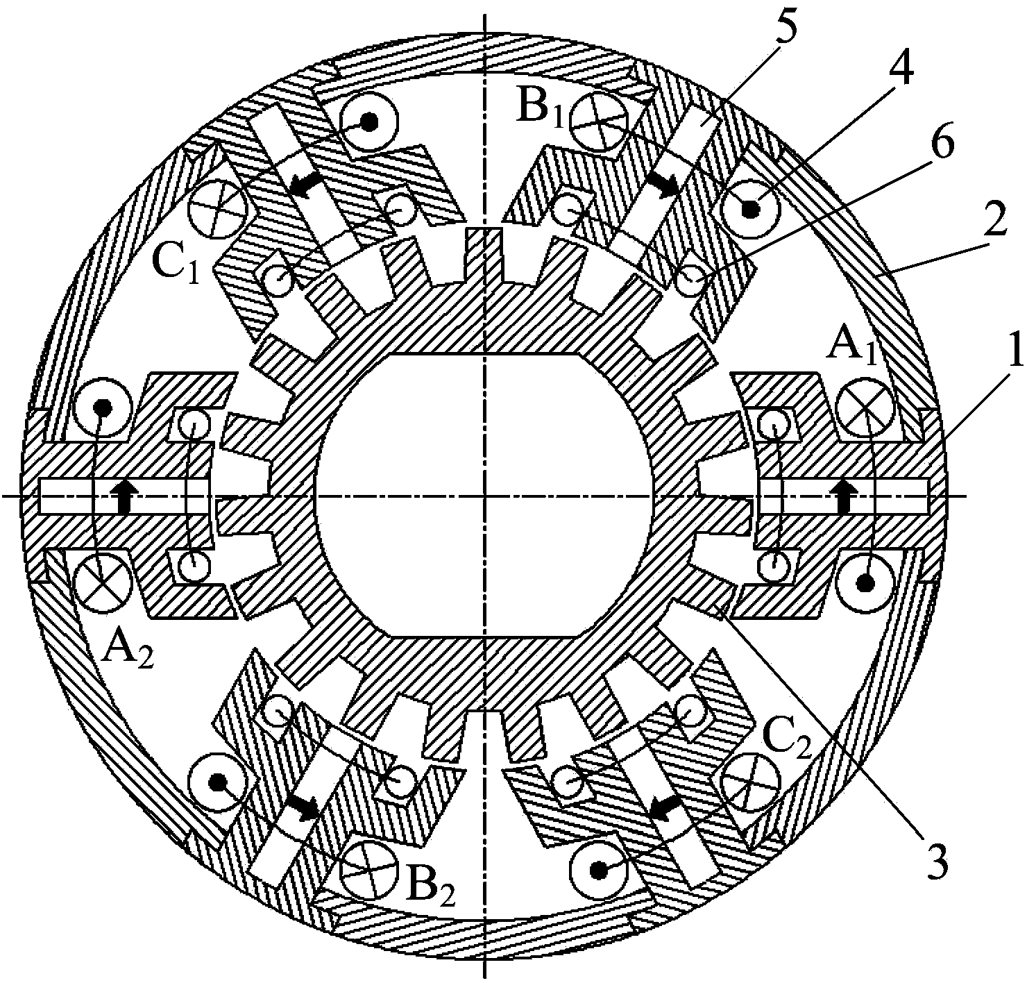 Combined type multi-tooth stator iron hybrid field switch flux motor