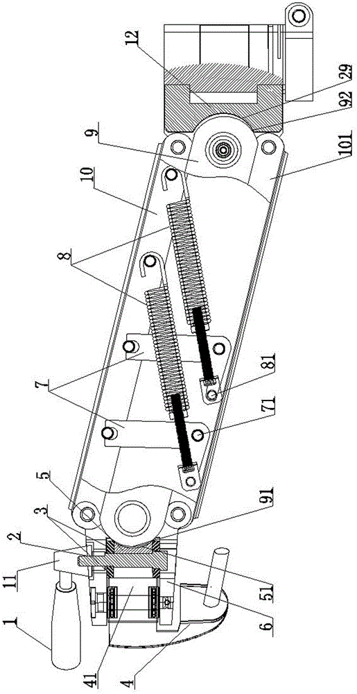 Position adjusting mechanism of ophthalmology workbench rocker arm