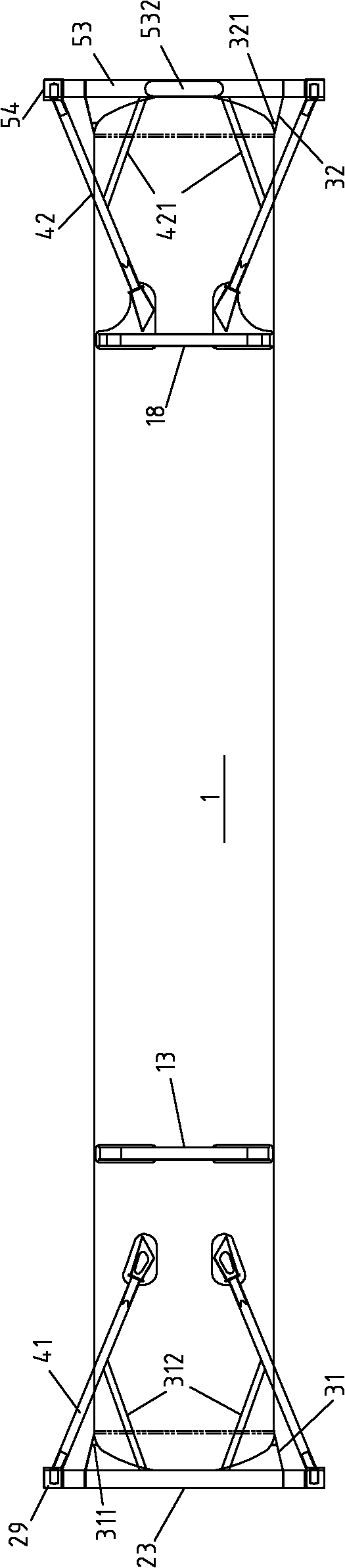 Tank container and end frame thereof