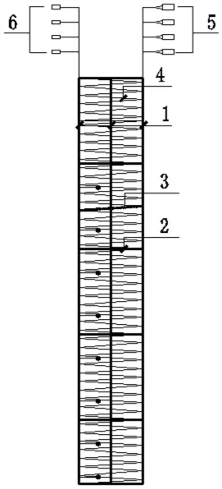 Pile body heating device and heating method for red mud fly ash geopolymer pile