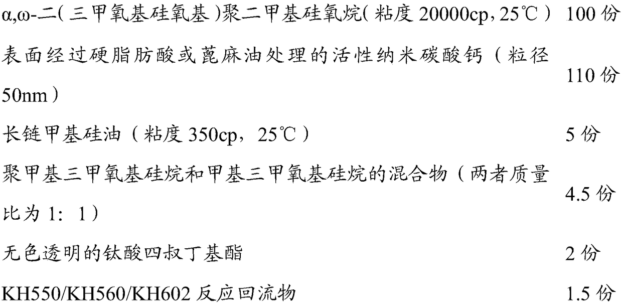 One-component RTV silicone sealing material for LED lamp and preparation method thereof