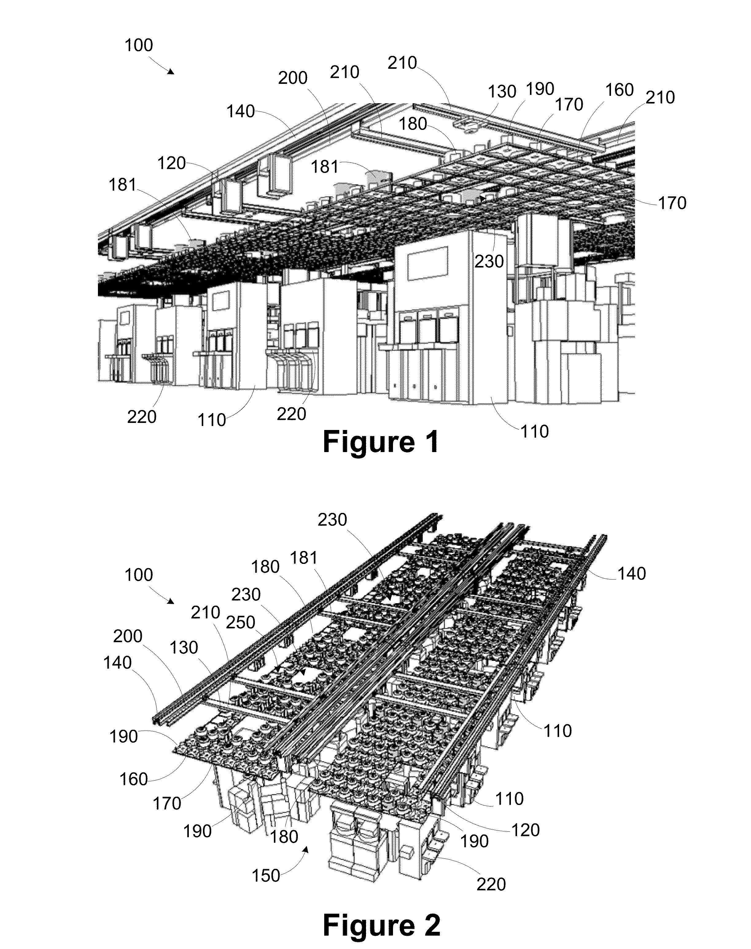 Overhead substrate handling and storage system