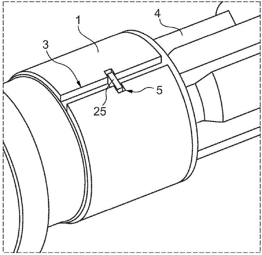 Target device for inductive displacement measurement of a master piston