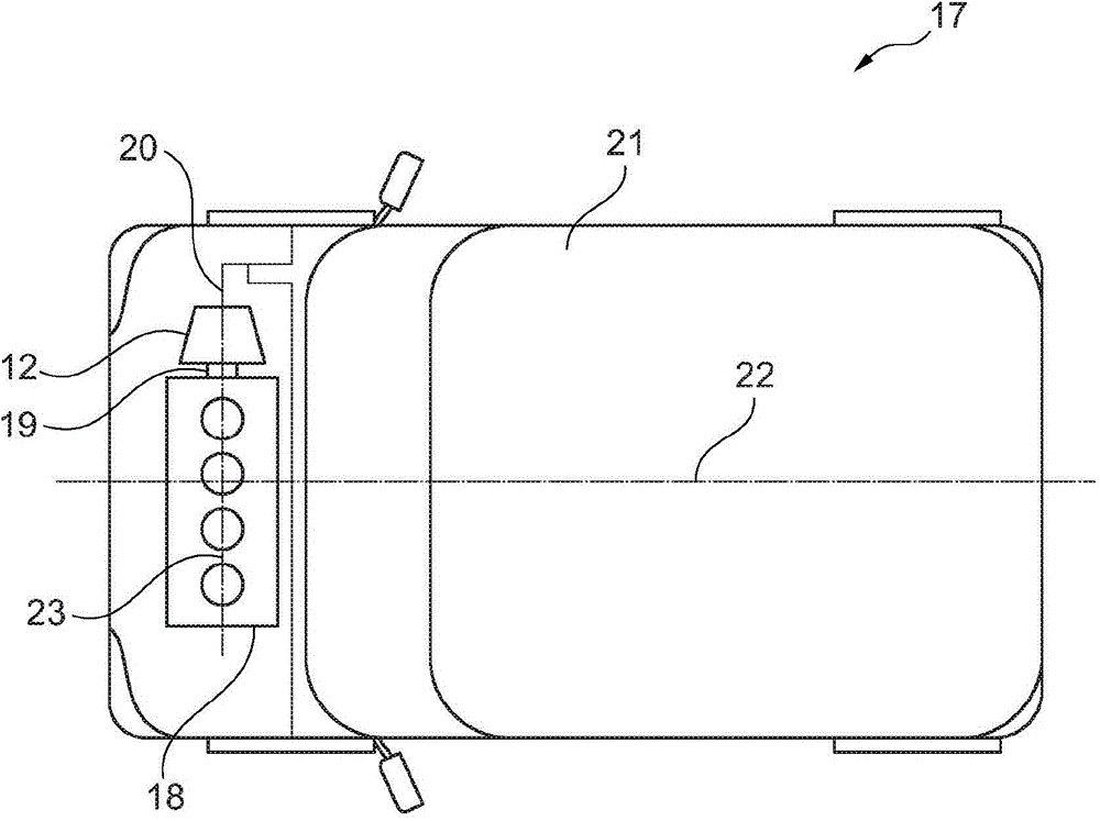 Target device for inductive displacement measurement of a master piston