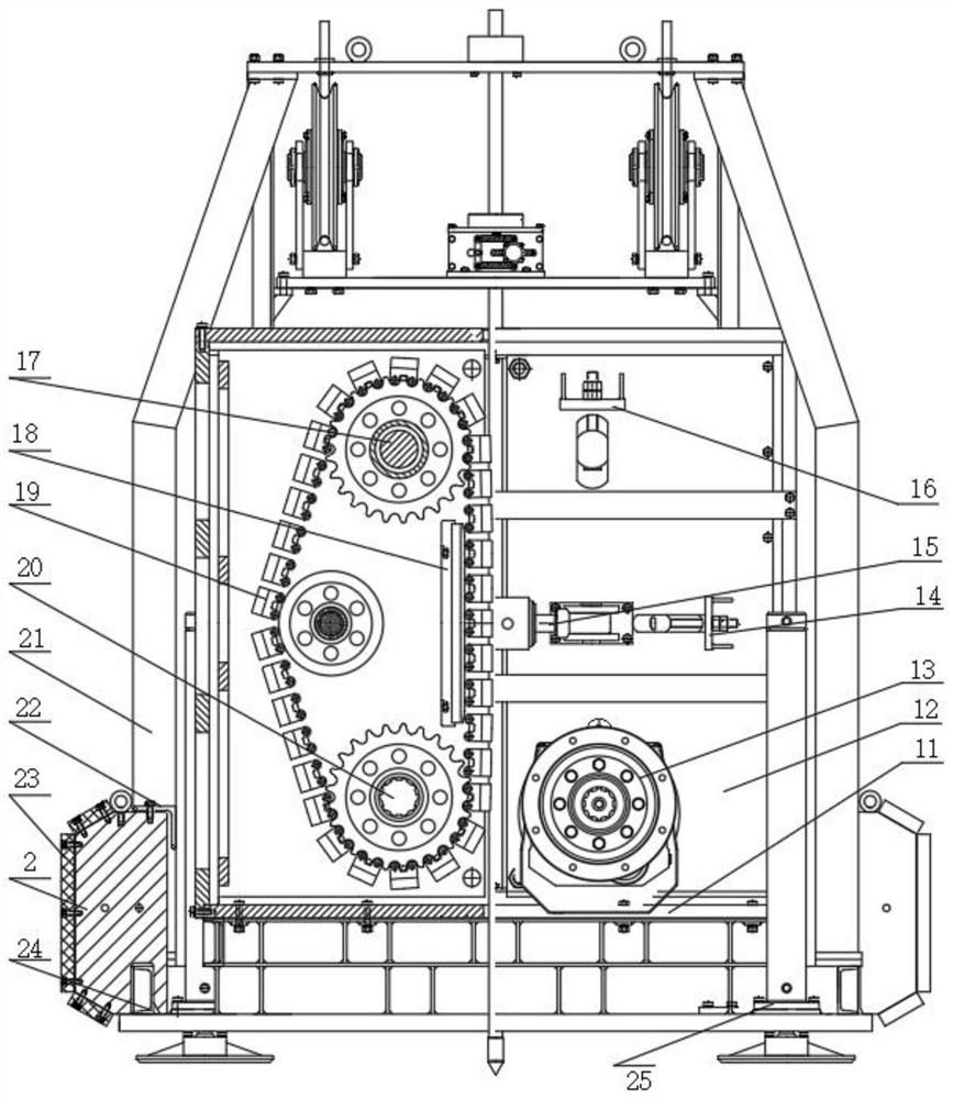 Seabed type chain clamping driving continuous penetration static sounding device