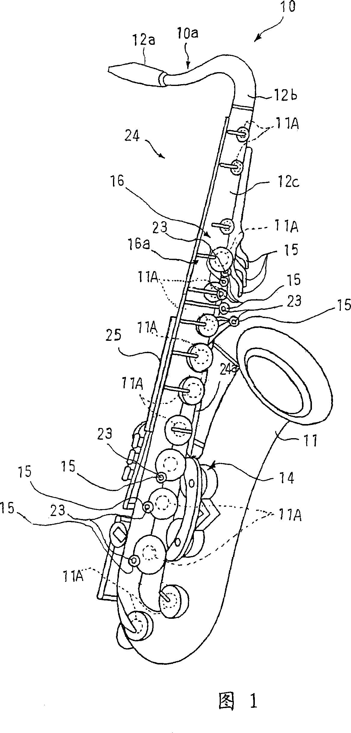 Wind instrument having pads for closing tone holes with mechanical assistance and supporting system used therein