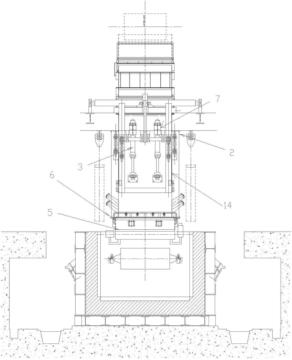 Zinc boiler nose online position adjusting device