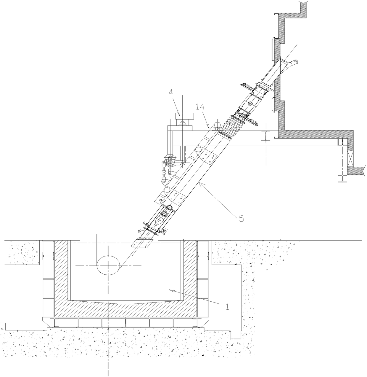 Zinc boiler nose online position adjusting device