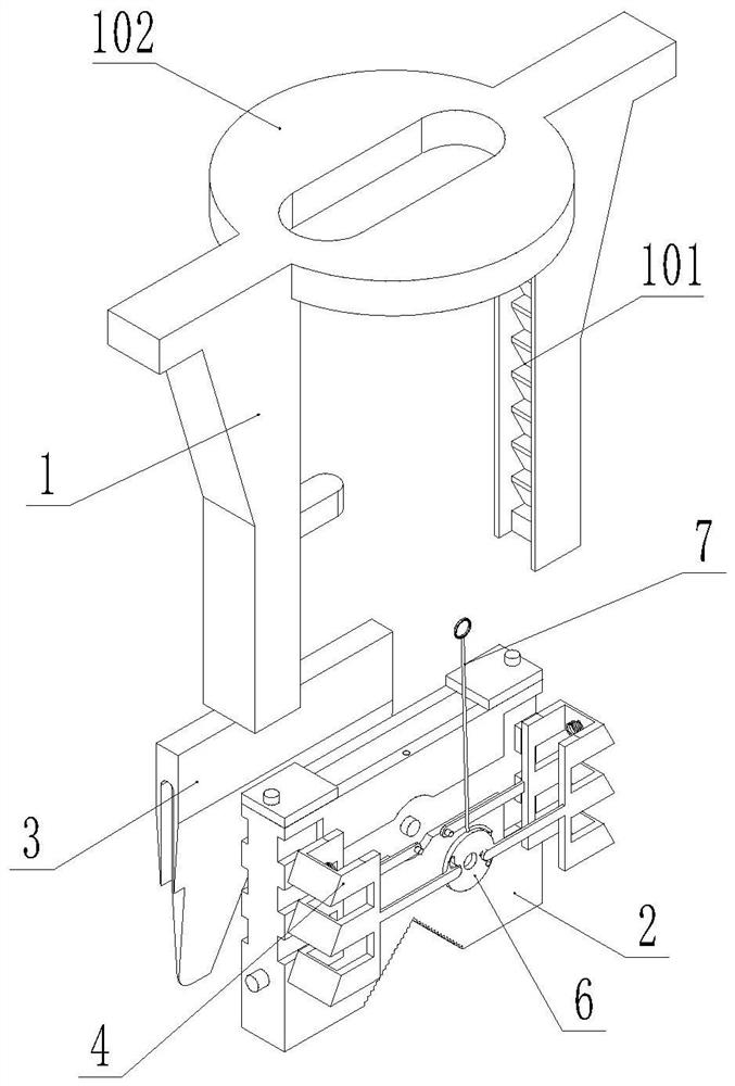 Dangerous rock blasting hole tree root removing device