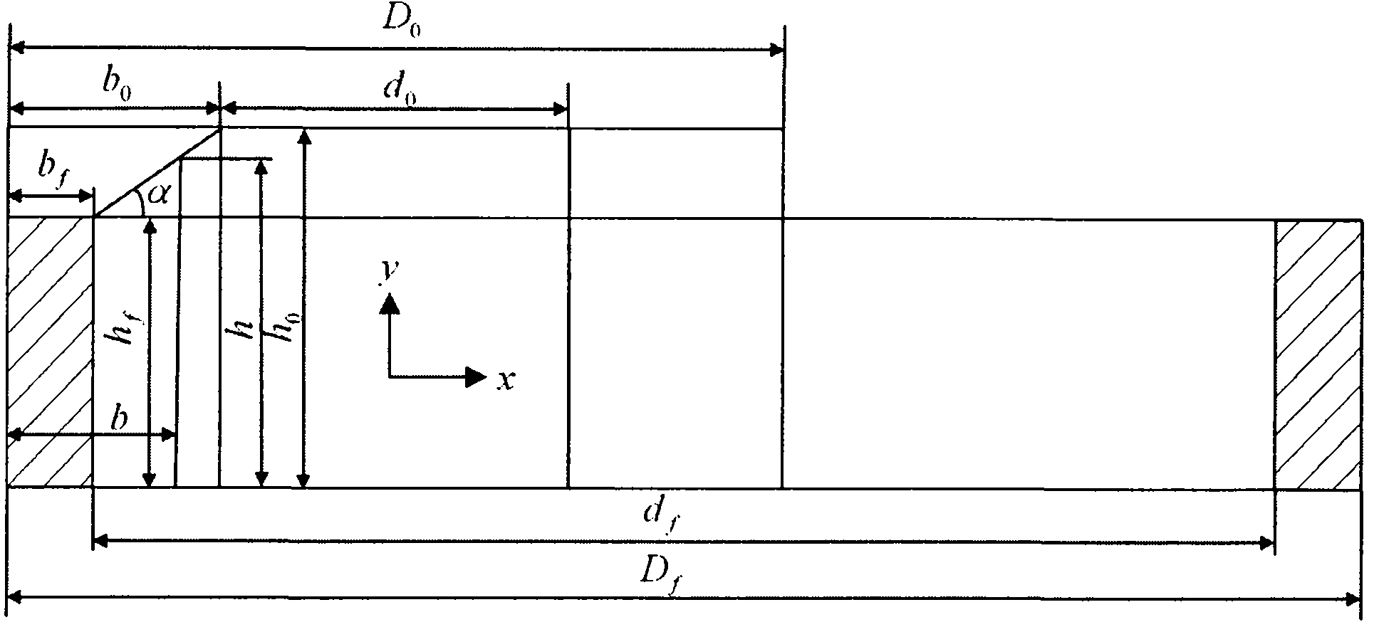 Method for determining dimensions of ring radially-axially rolled blank