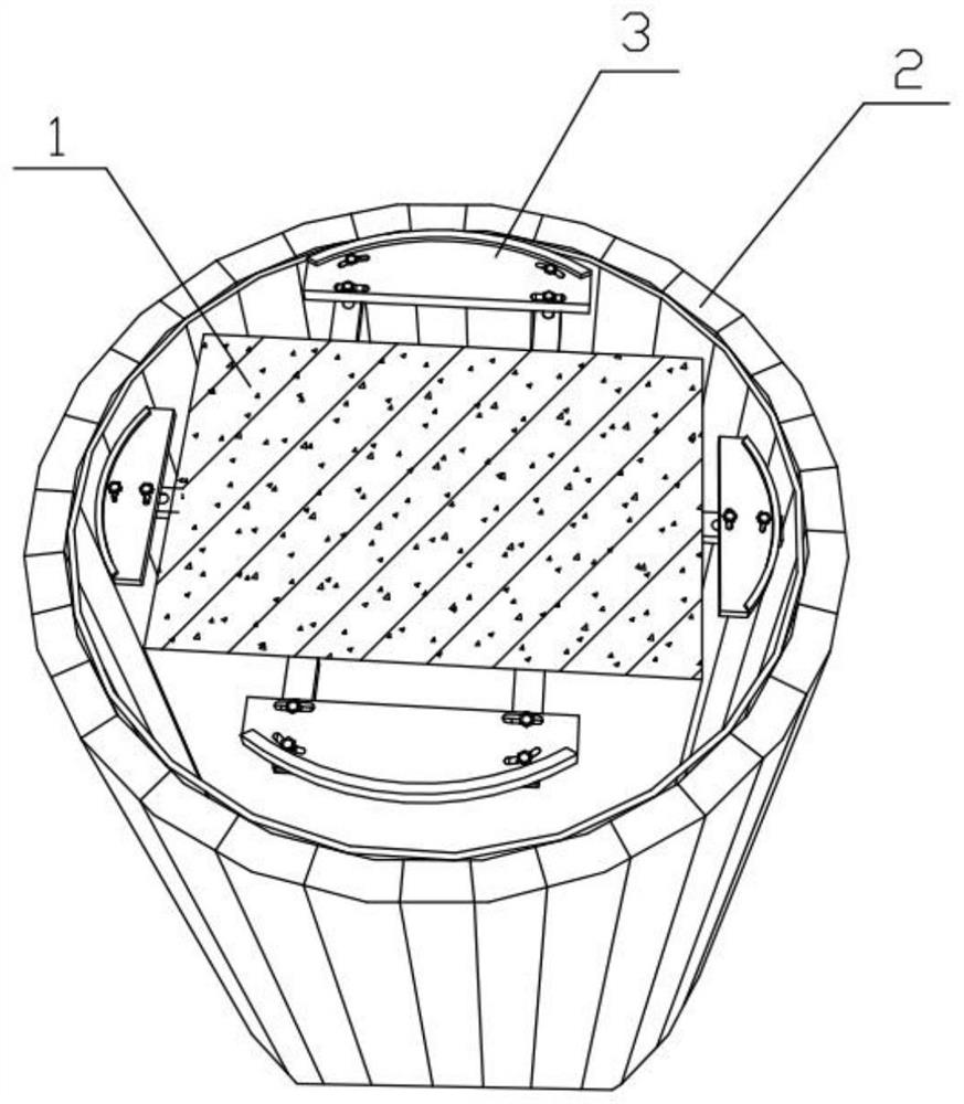 Ultra-large solid wood cylinder mounting structure and mounting process thereof