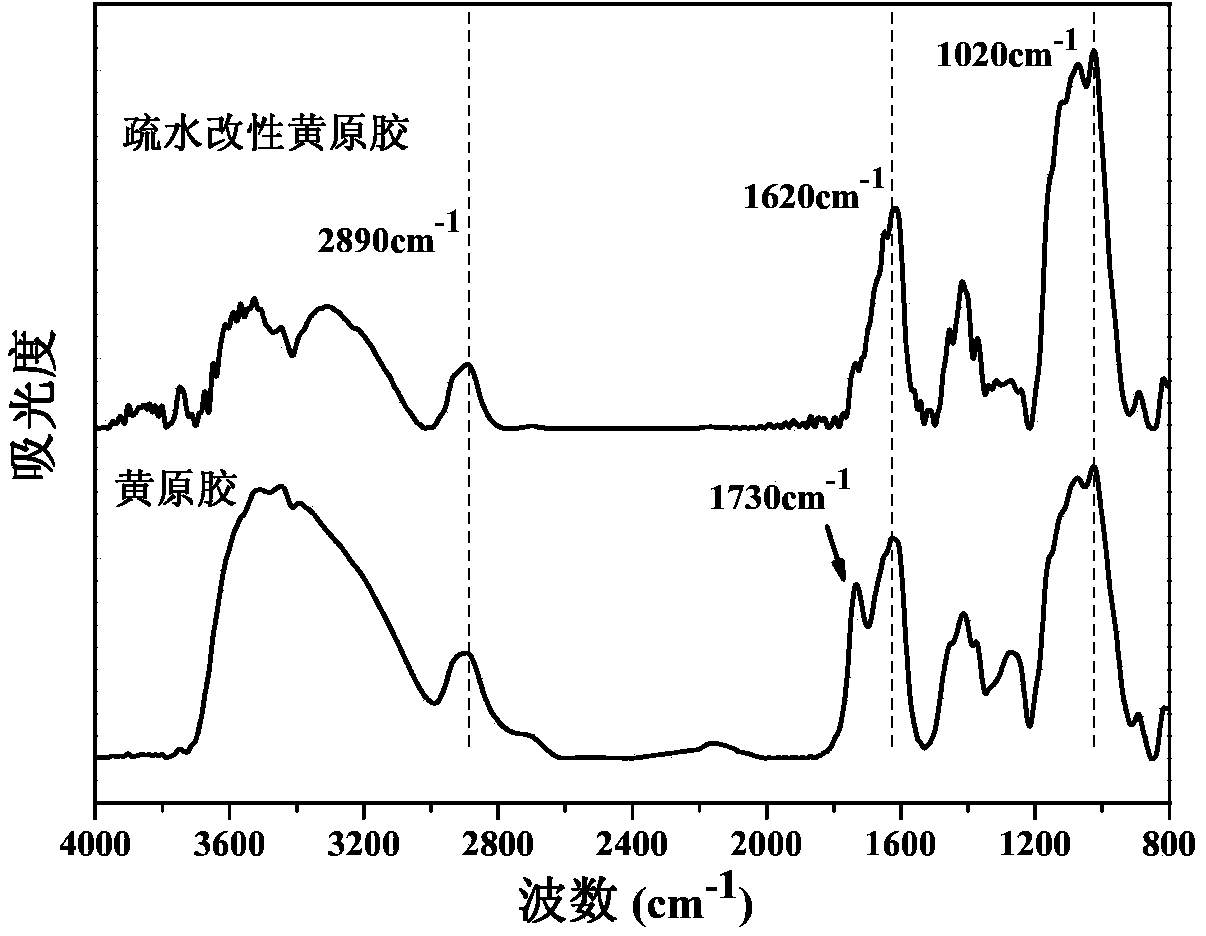 Method for preparing hydrophobically modified xanthan