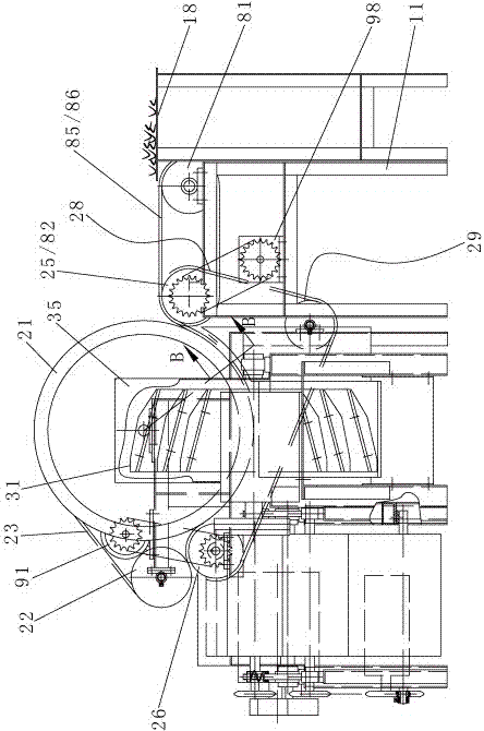 A two-way section feeding automatic flax scraping machine