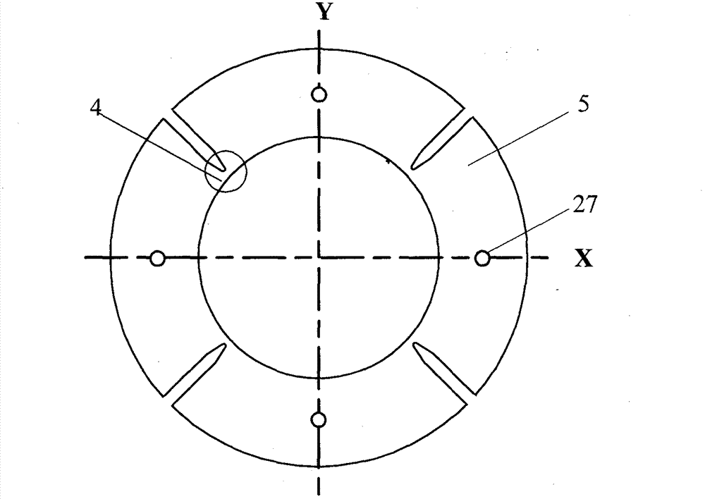 Hybrid magnetic bearing of rotor inside vertical coil and assembled structure thereof