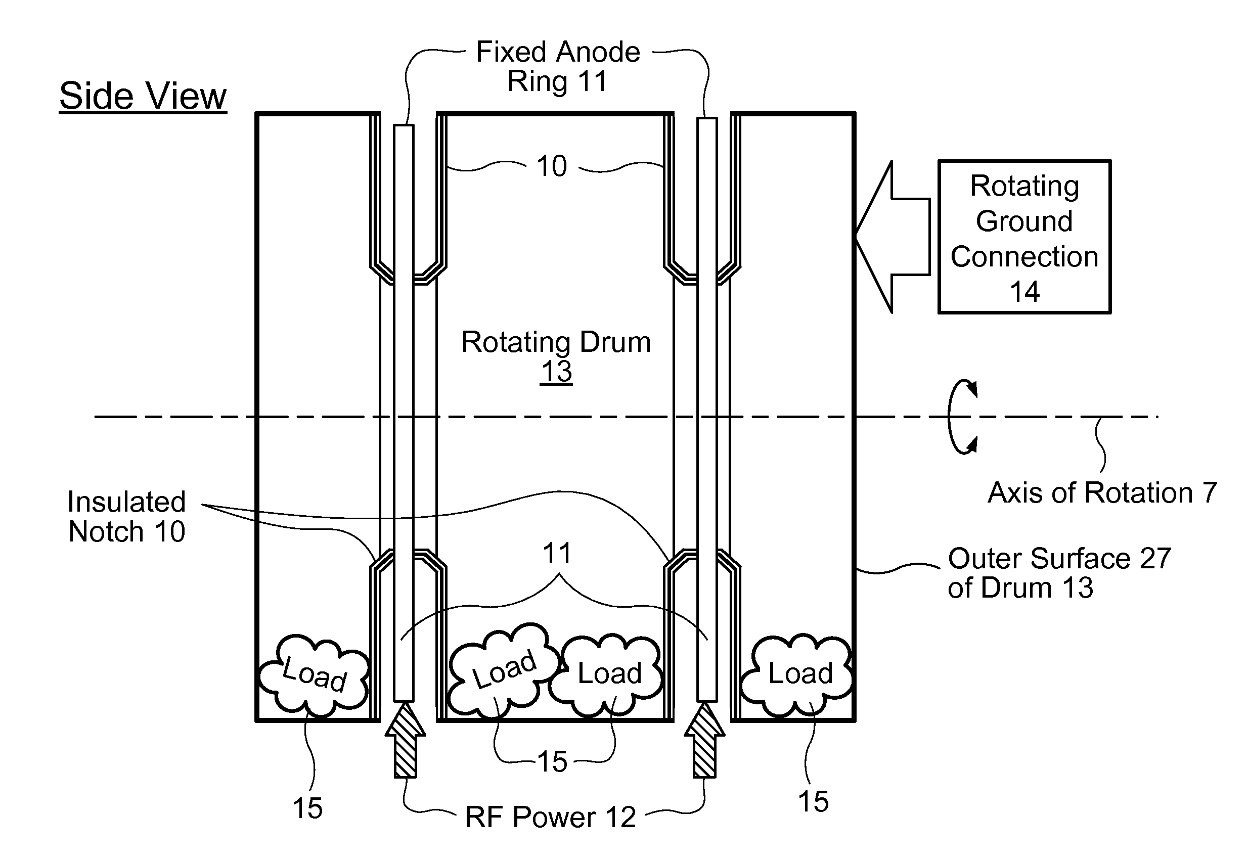 Fixed radial anode drum dryer