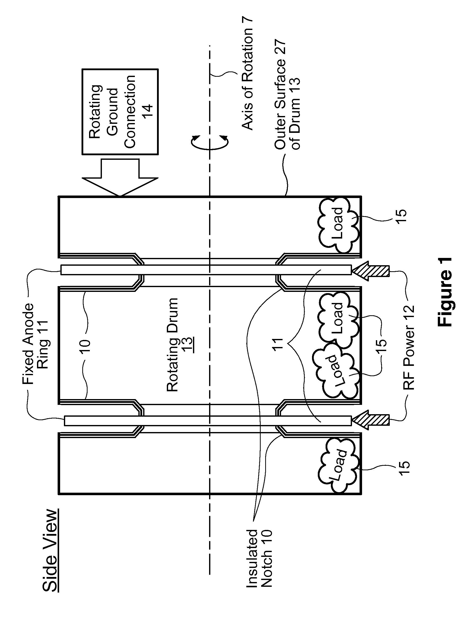 Fixed radial anode drum dryer