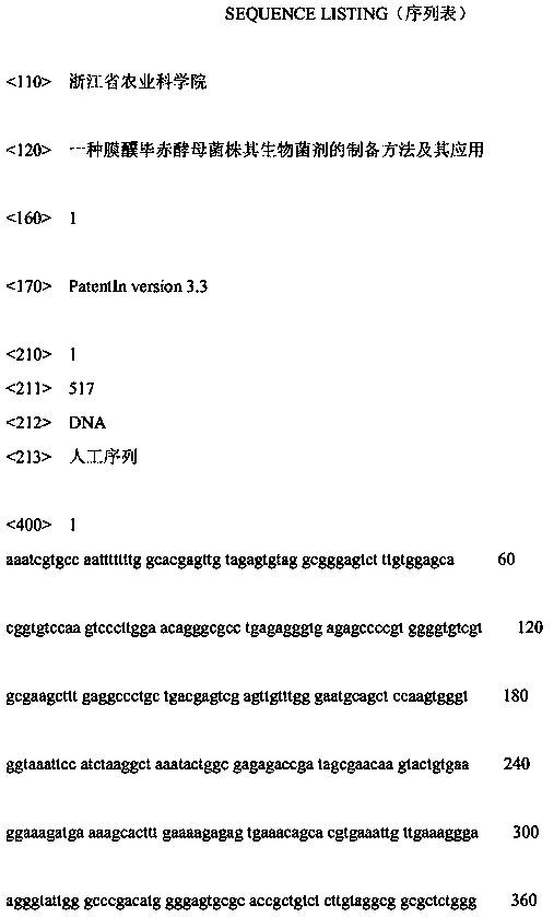 Preparation method and application of a kind of Pichia membranosa strain and its biological agent