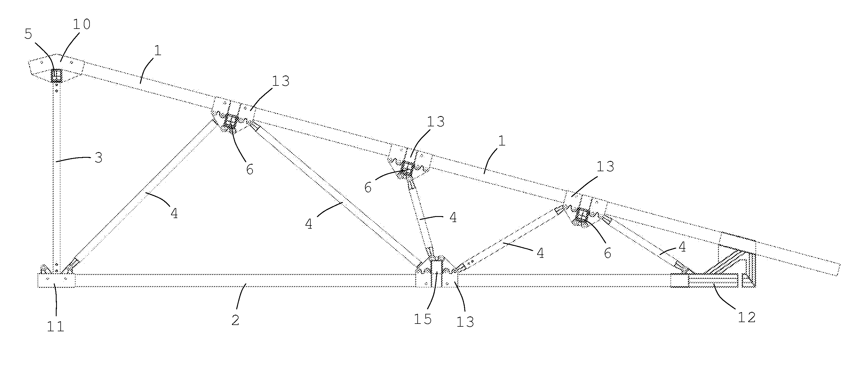 Lattice Girder Structure Using Innovative Multiple Joints For Roof Covering Purposes