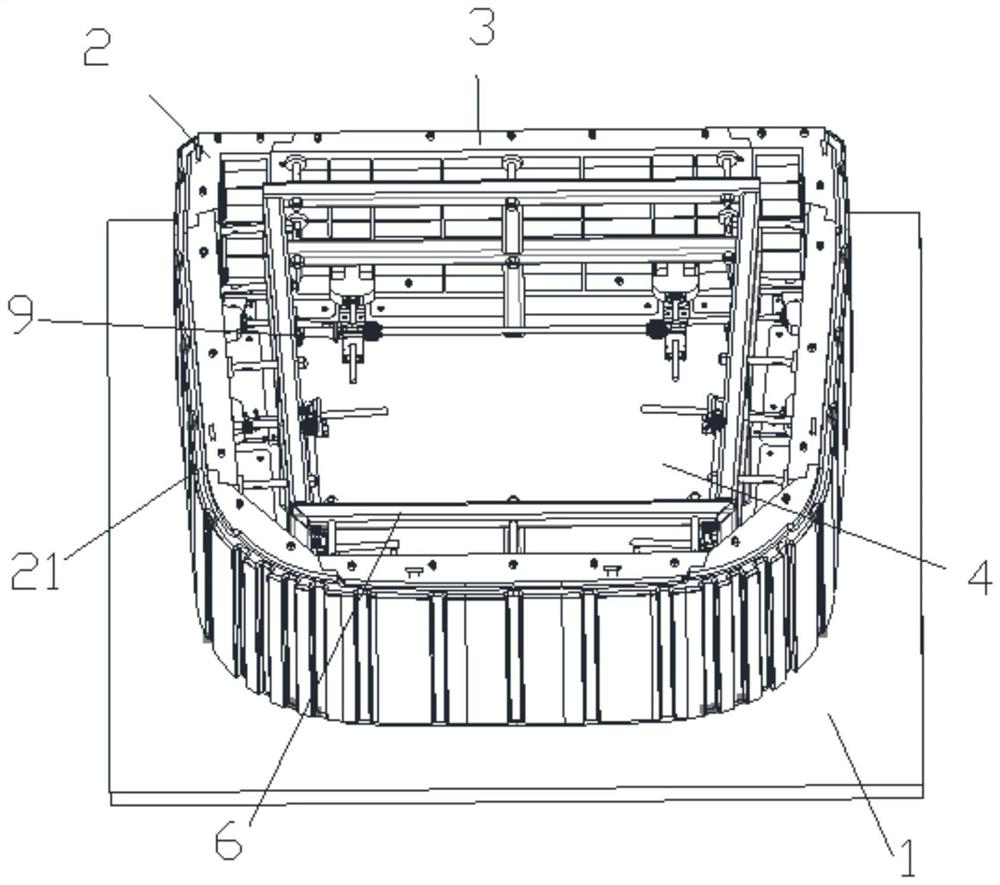 Rail transit composite material vehicle body forming tool and forming method thereof