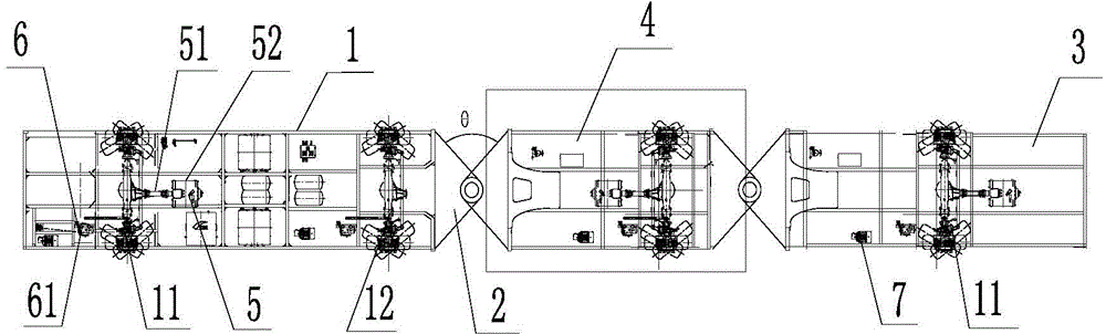 Full-axis-turning multi-axis-driving electric automobile train