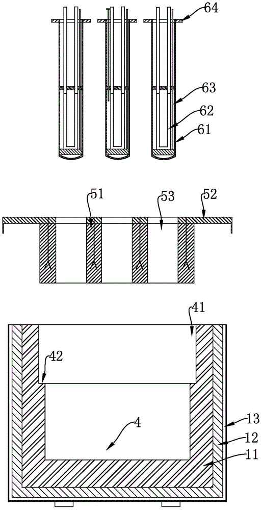 An upper submerged heating, melting and holding furnace