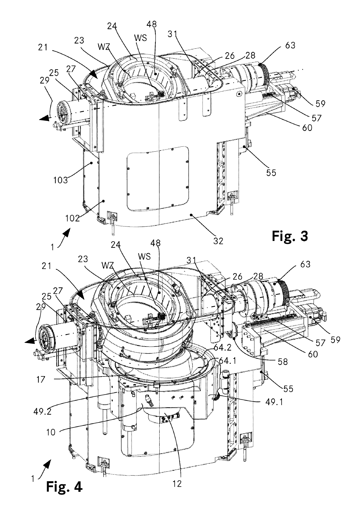 Gear processing machine having a bellows