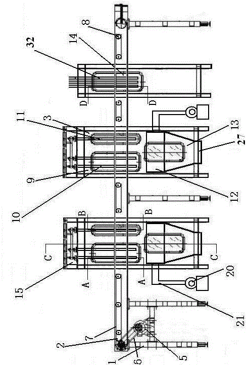 Sand blasting derusting and online heat treatment method for reinforcing steel bar