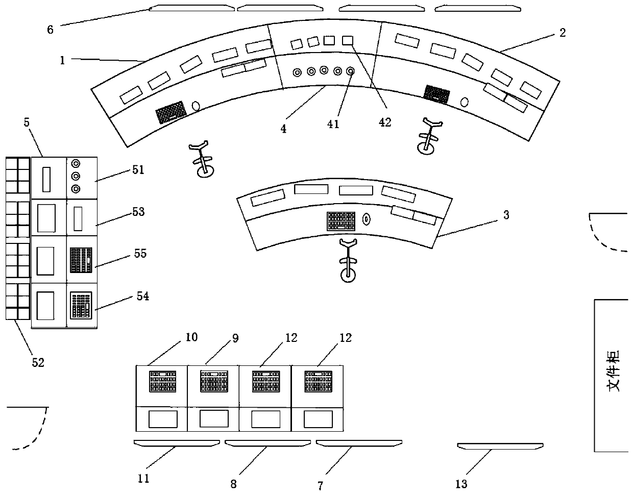 Layout structure of nuclear power ship main control room