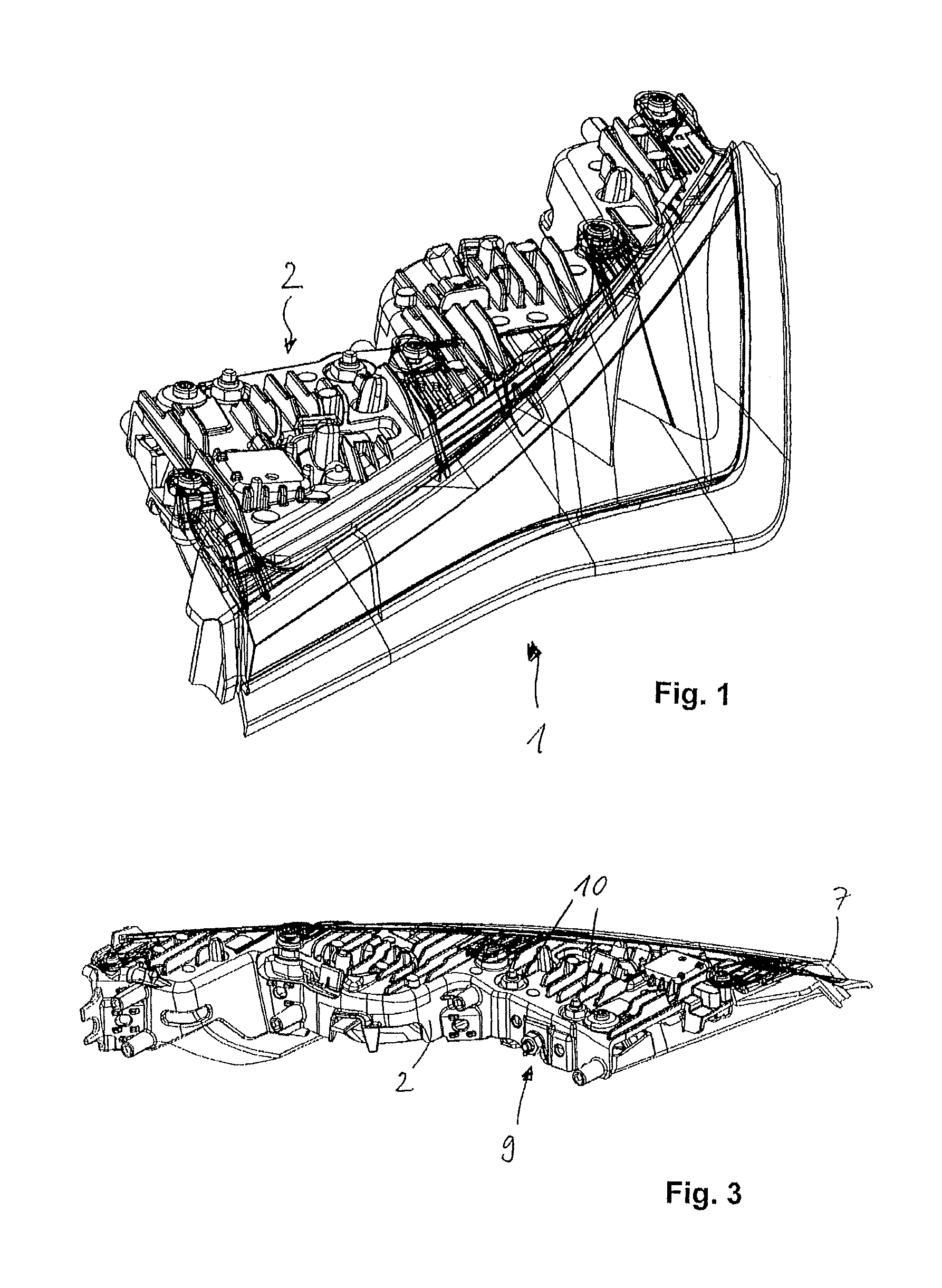 Adjusting device for headlights