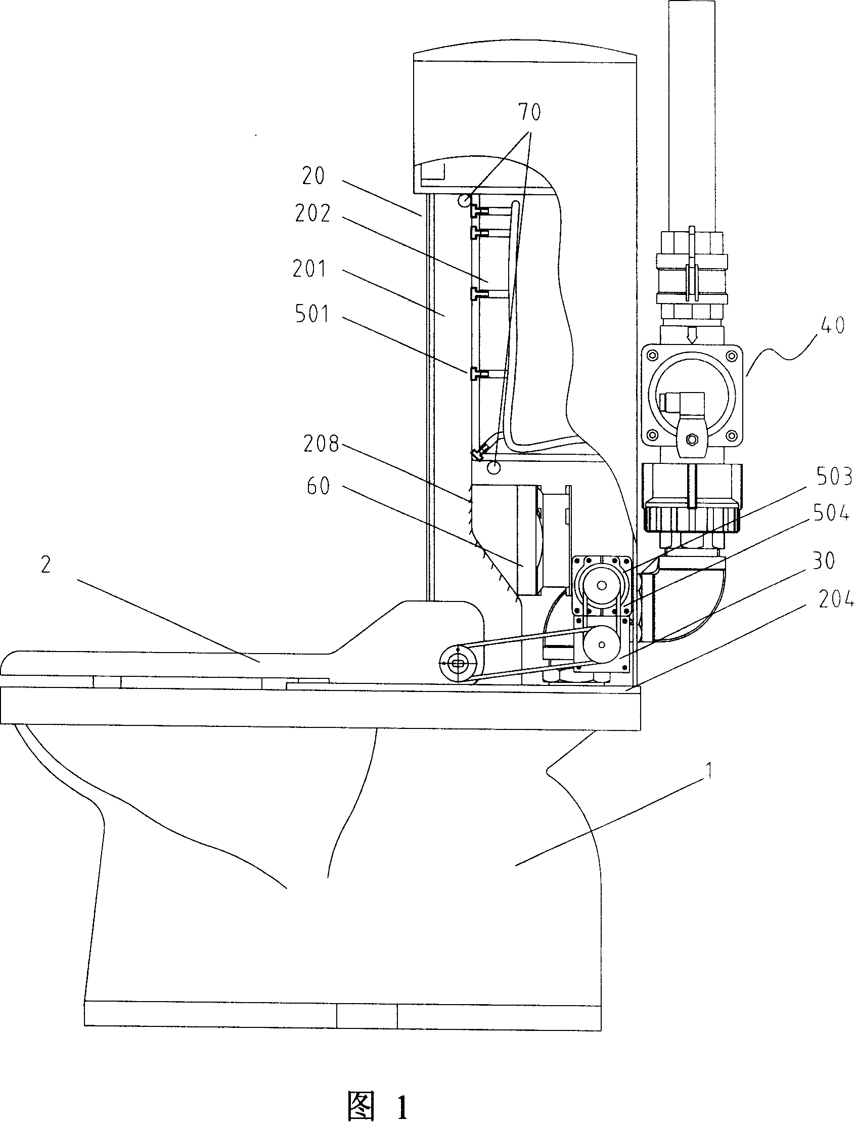 Flushing and seat sterilization device on toilet