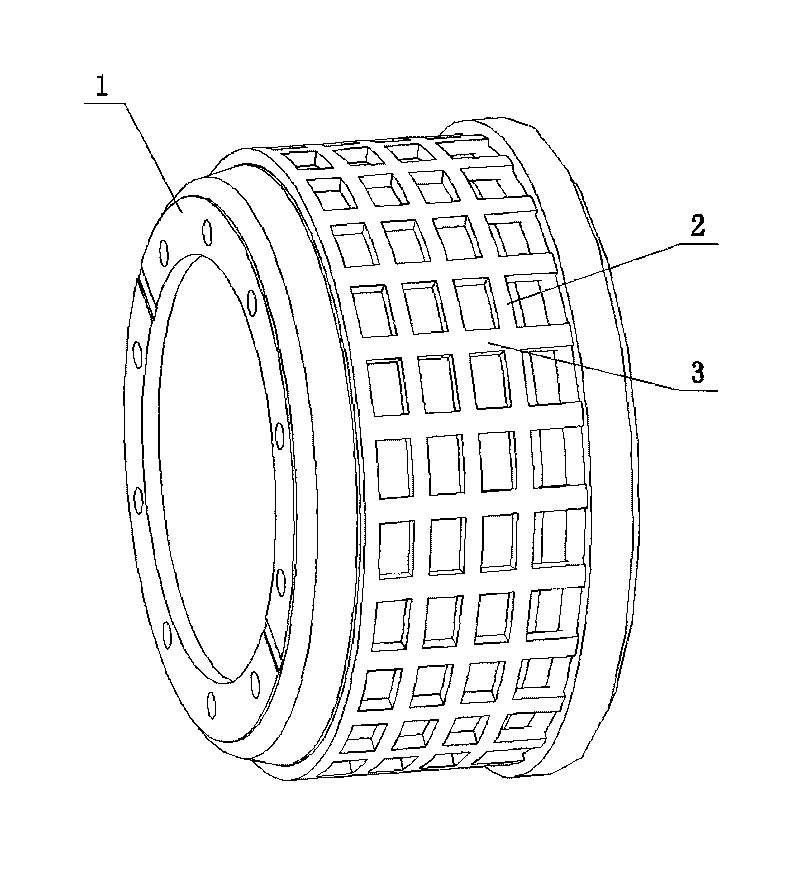 Automobile brake drum with latticed stiffeners