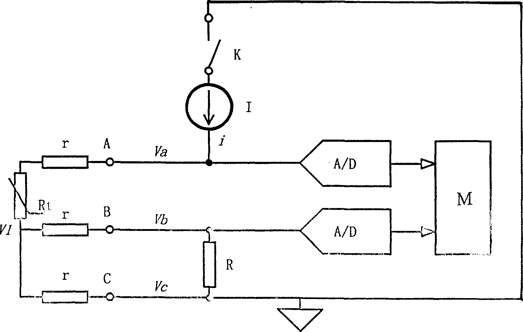 Error compensation method of thermal resistance measurement by using multifunctional analogue signal circuit