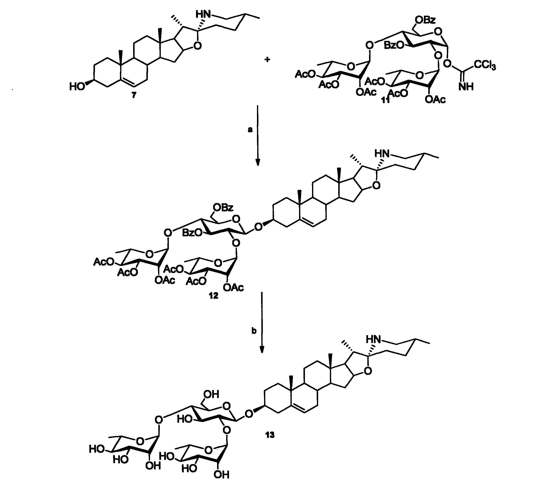 Synthetic method of spirosolane glycoalkaloids