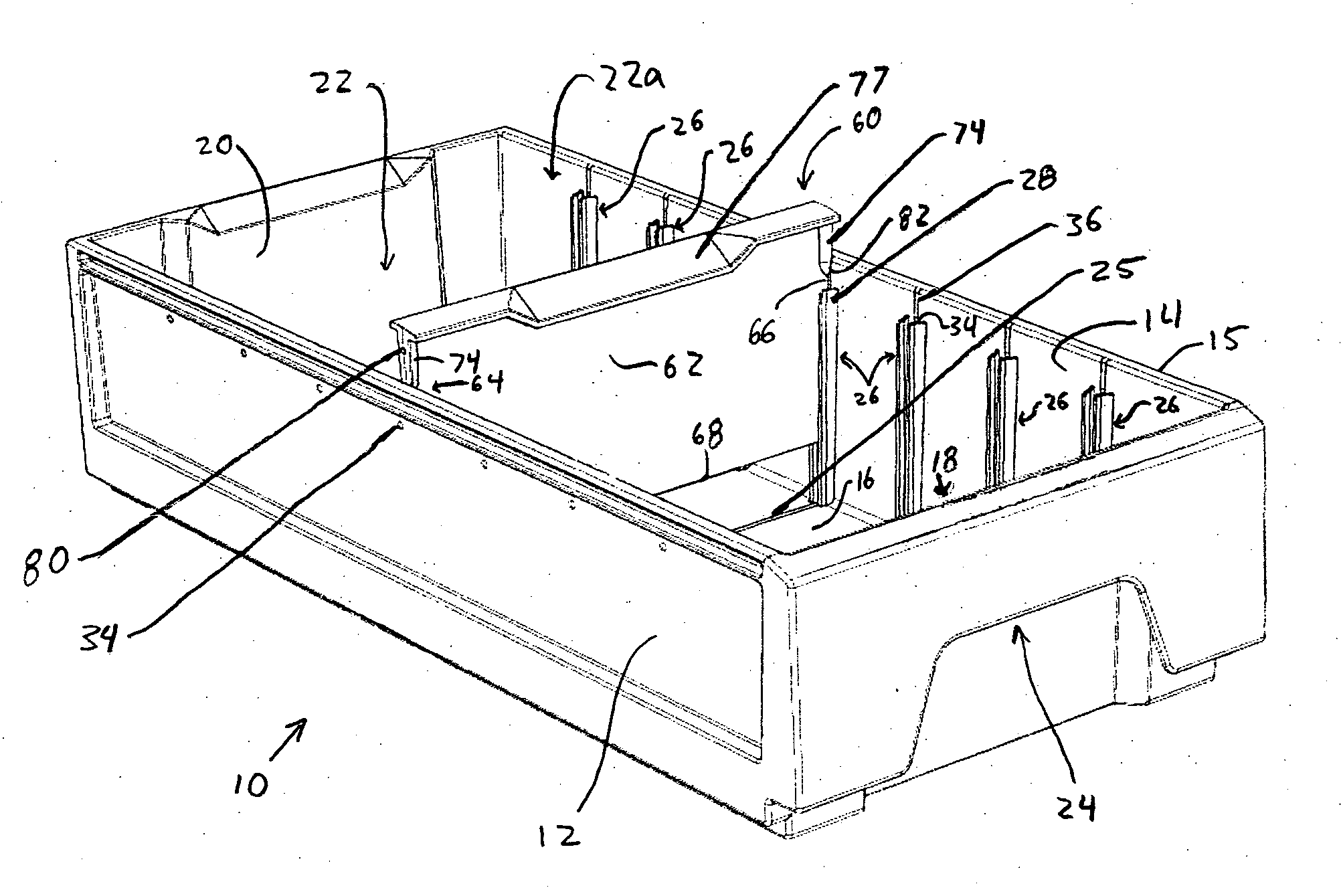 Container with removable divider