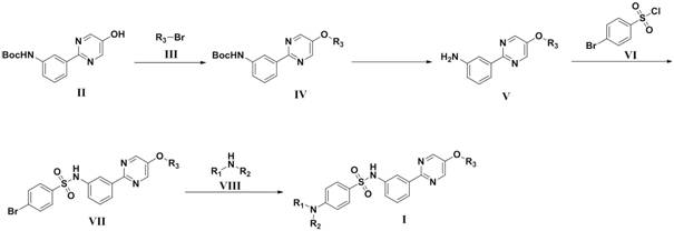 A kind of n-(3-(pyrimidin-2-yl)phenyl)benzenesulfonamide derivatives, pharmaceutical composition, preparation method and application