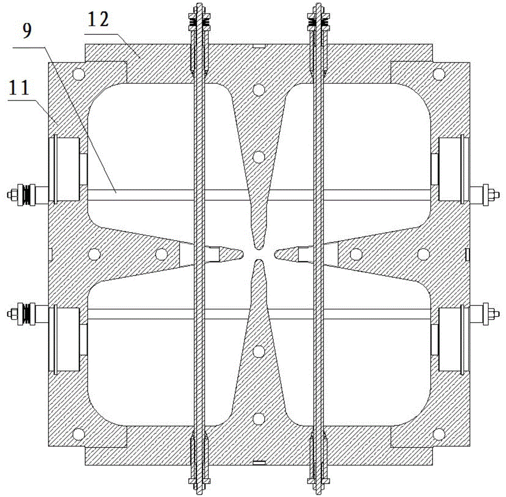 Four-vane radio frequency quadrupole field accelerator cavity pi mode rod hydrogen furnace brazing method