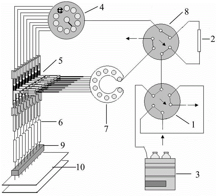 Two-dimensional conventional column array type chromatographic separation system and method for removing high-abundance proteins