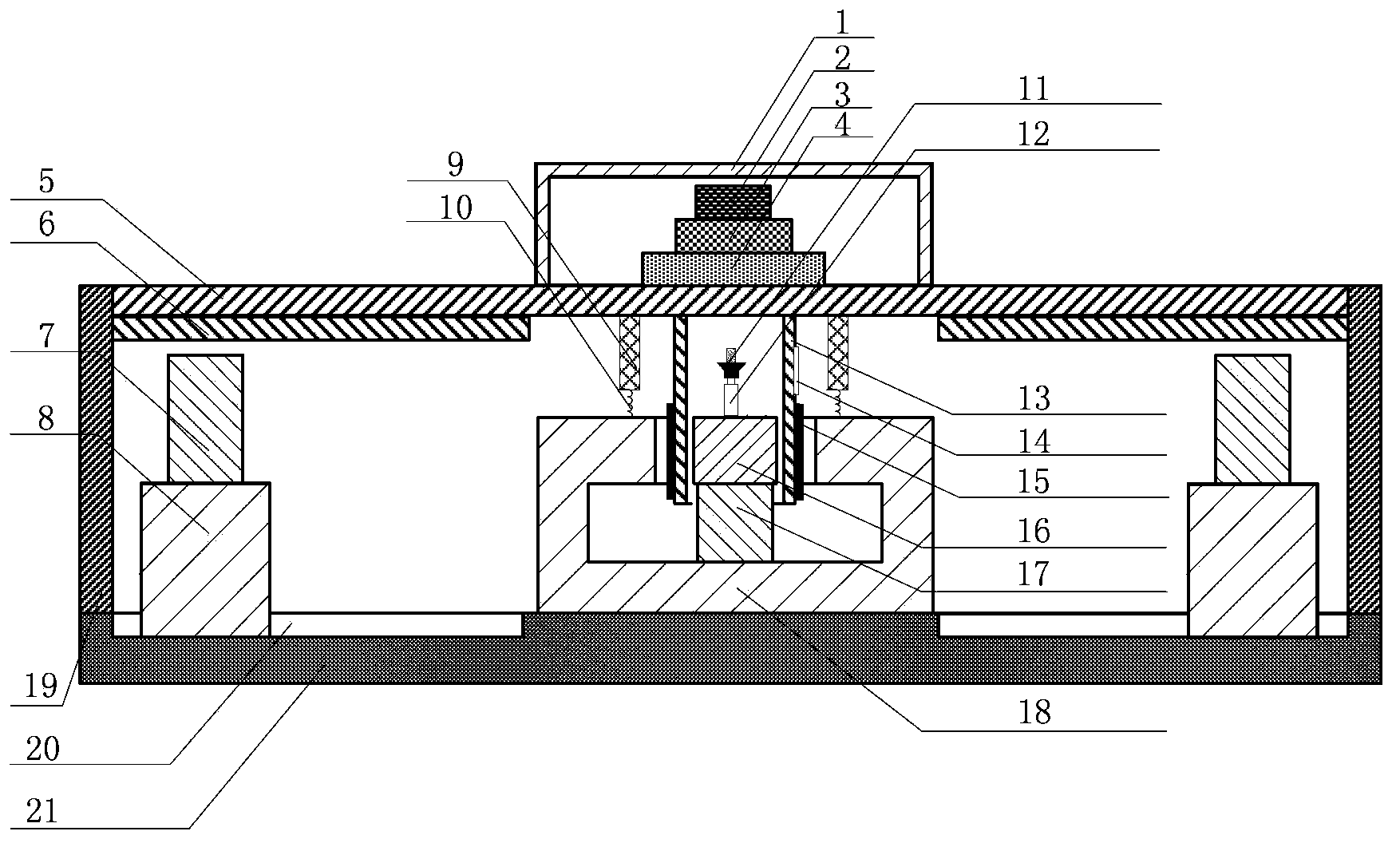 Vibrational excitation and control platform with changeable mass, damping and rigidity