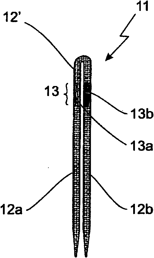 Prosthetic ligament for transverse fixation, and production method