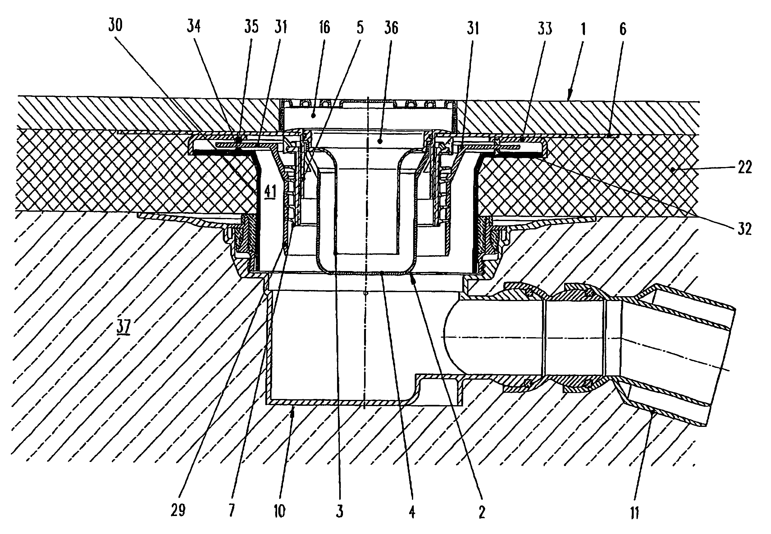 Drainage device for arrangement on a floor tile having a drain water aperture and arrangement of such a drainage device on a floor tile