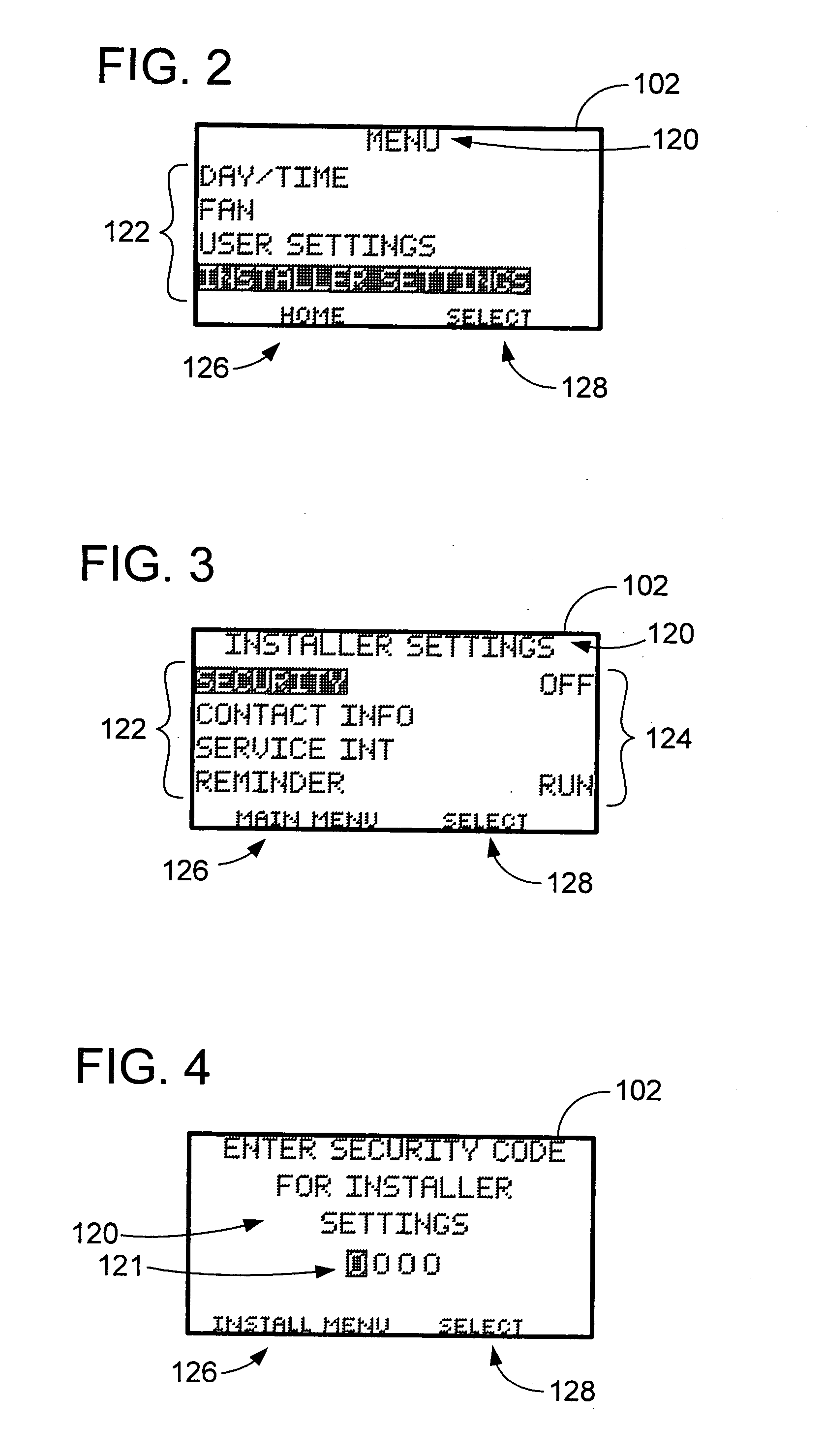 Thermostat with configurable service contact information and reminder timers