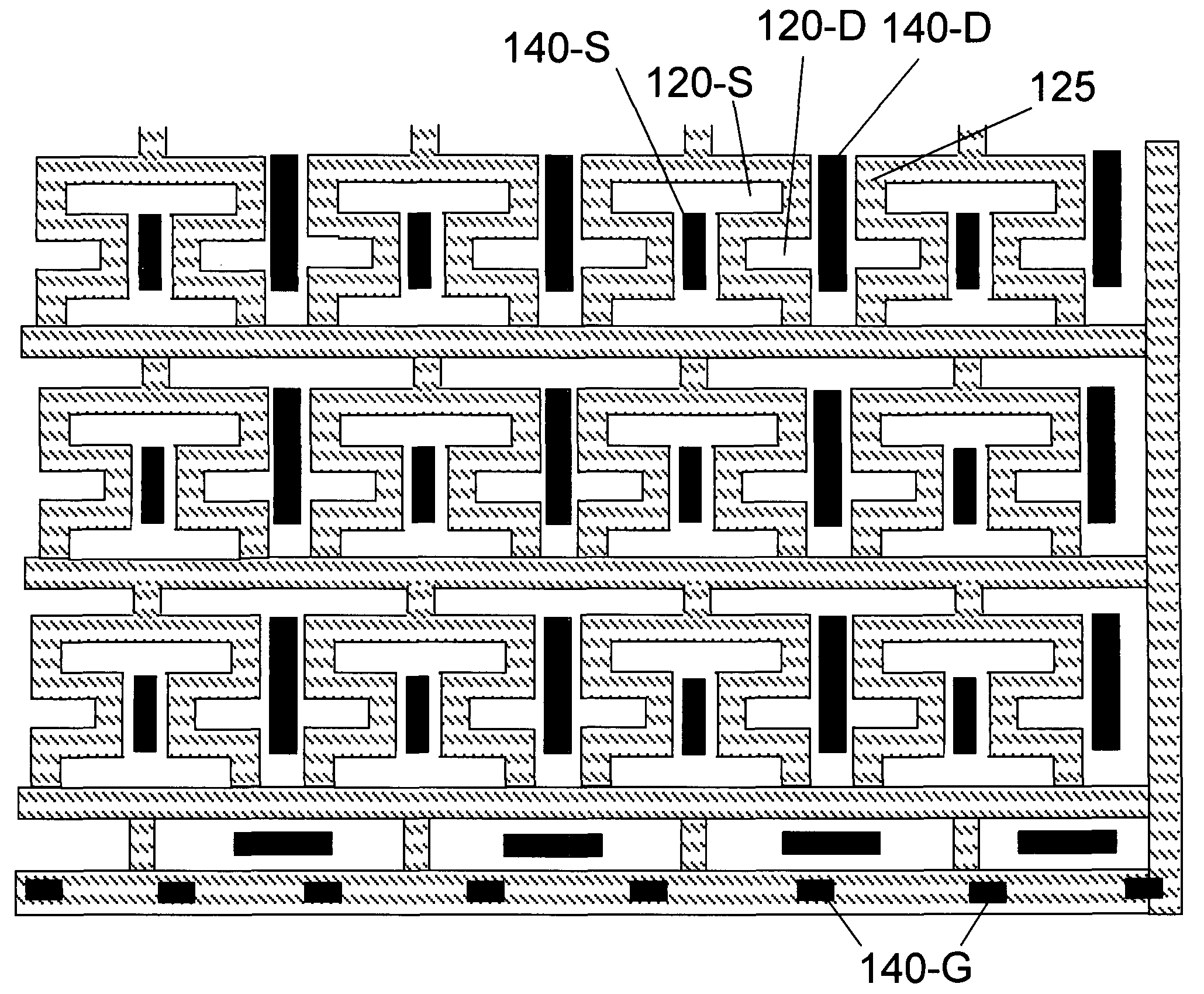 Closed cell configuration to increase channel density for sub-micron planar semiconductor power device