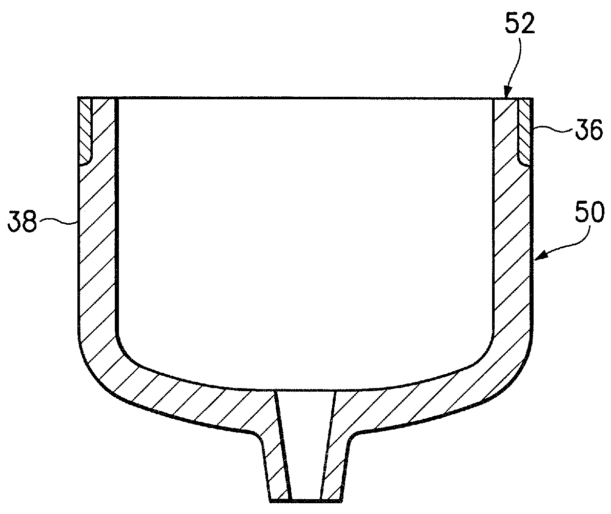 Crucible having a doped upper wall portion and method for making the same