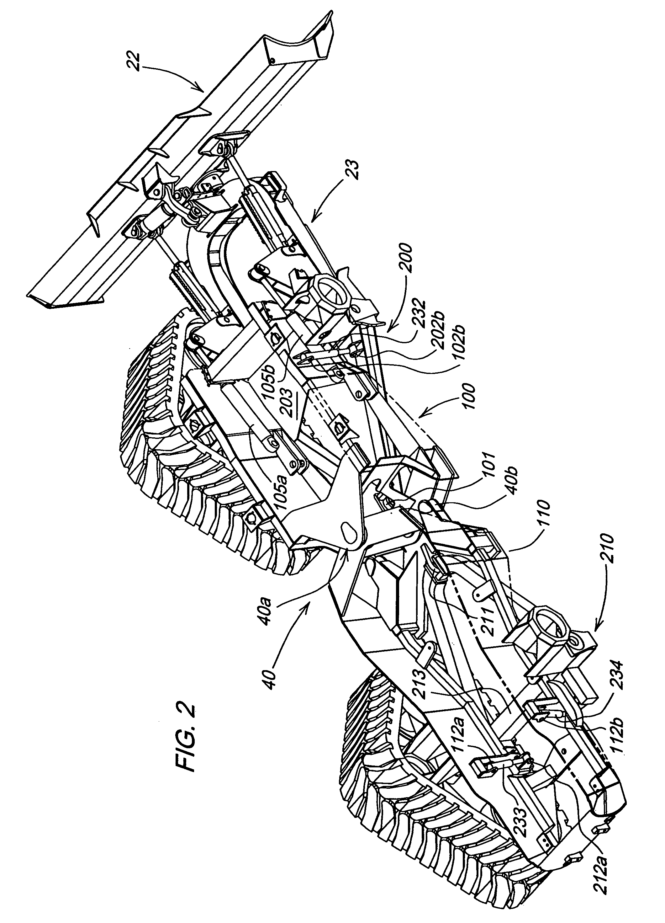 Articulated dozer with suspension and suspension lockout