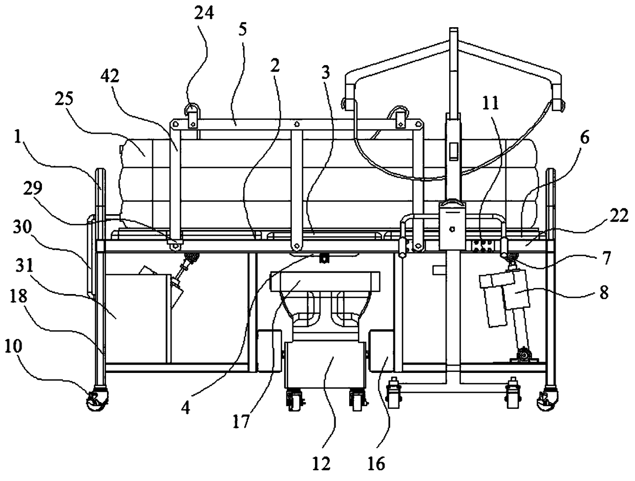 A medical bed with bathing function