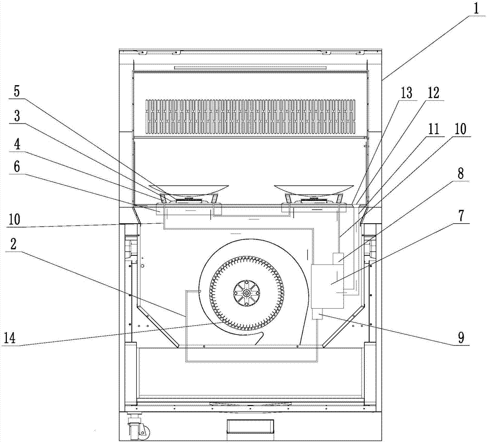 Hot water cleaning structure of integrated stove range hood