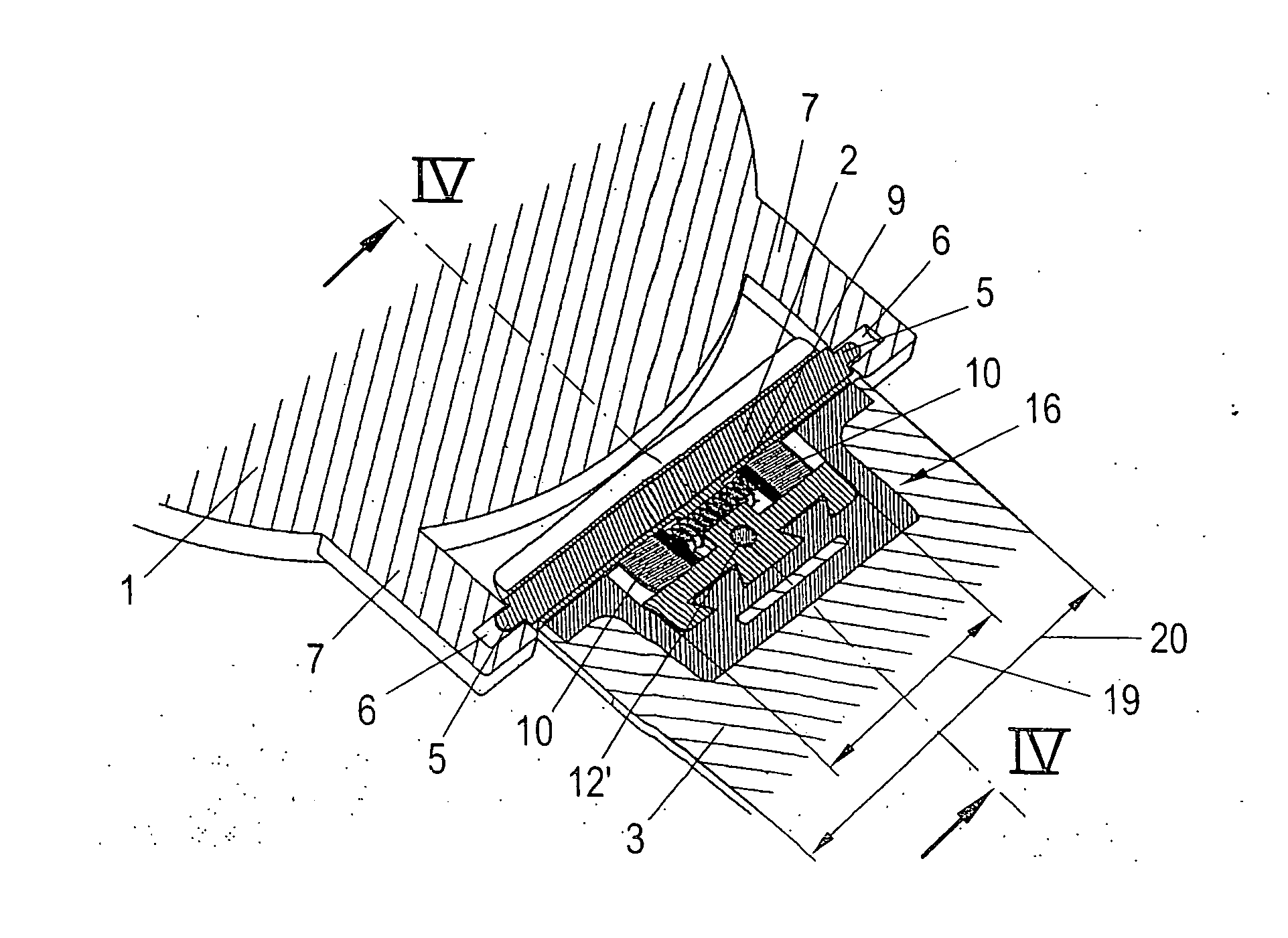 Device for the connection of an end part of a band to a stationary part